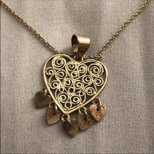 18” gold plated filigree heart necklace